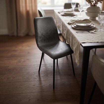 Chair Fabric Black Metal Legs - Dark Grey