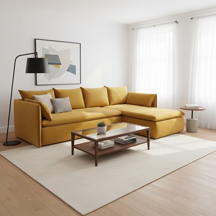 Corner Sofabed with Chaise – Right 230cm Yellow