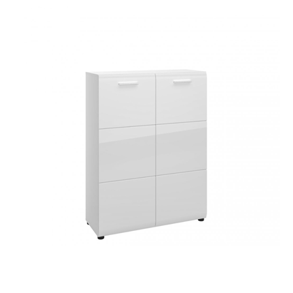 2 Doors Shoe Cabinet High – White Alpine/PVC White