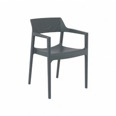 Modern Stackable Plastic Armchair – Dark Grey