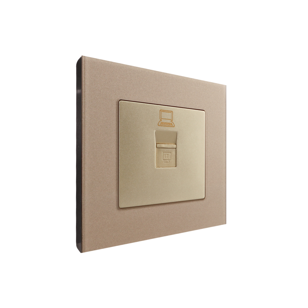 1 Gang PC Outlet Gold Temp Glass