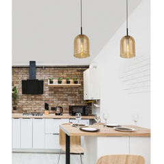 Pendant Light Double Layered Dark Champagne Glass and Black