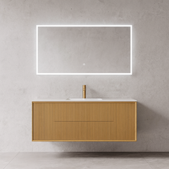 Bathroom Vanity Unit Oak Finish 121cm - Integrated Ceramic Basin (2B)