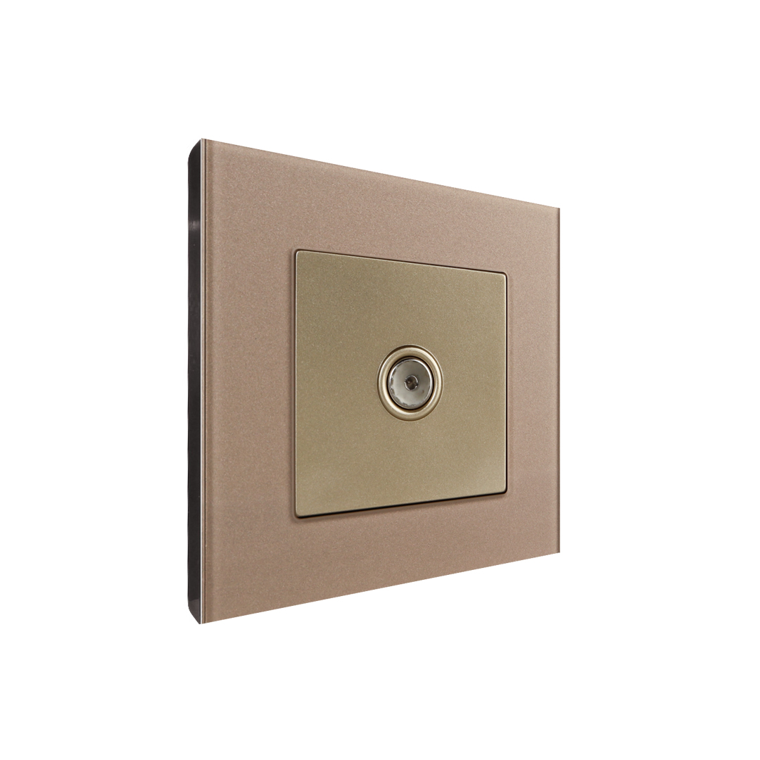 1 Gang TV Outlet Gold Temp Glass