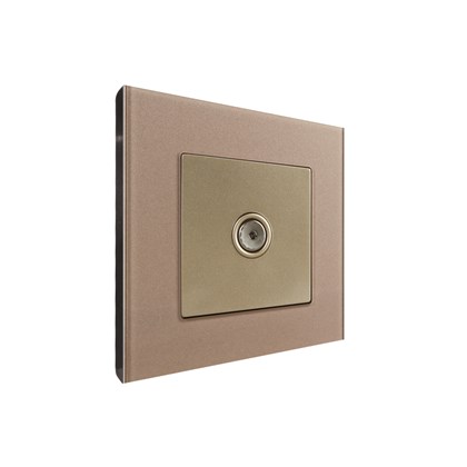 1 Gang TV Outlet Gold Temp Glass
