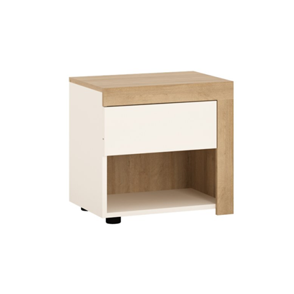 Right-sided Bedside Table 1 Shelf – Riviera Oak Light & White