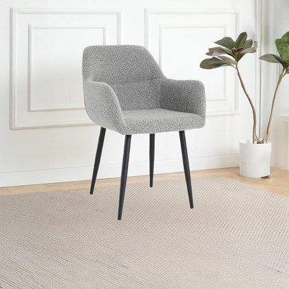 Dining Chair Grey Boucle Fabric