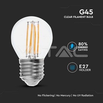 E27 6W G45 LED Filament Clear Cover 3000K