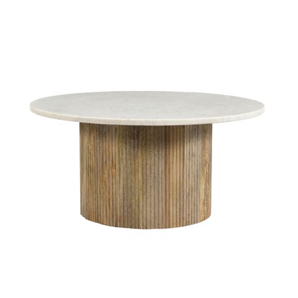 Coffee Table Marble White Wood 70 x 70 cm