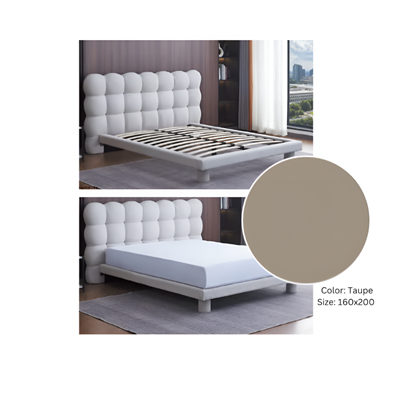 Upholstery Bed with Gas Lift 160x200 - Taupe