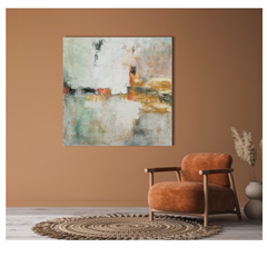 Composition in Gold and Terracotta Acryl Paint 100X100 cm