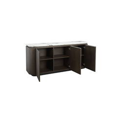 Sideboard - Ceramic Marble Effect Top with Dark Brown Oak MDF