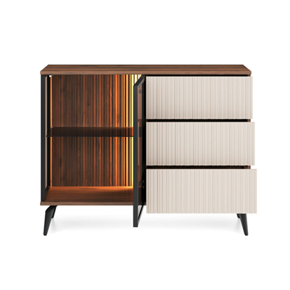 Showcase Sideboard with Drawers - Cashmere and Warmia Walnut