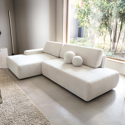 Corner Sofa Bed with Chaise Left 276cm – White