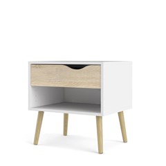 Oslo Nightstand 1 Drawer White & Oak