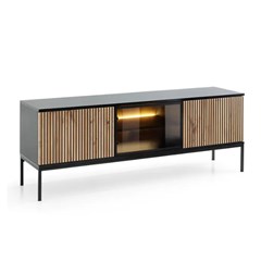 TV Cabinet Showcase & 2 Doors – Wotan Oak & Black