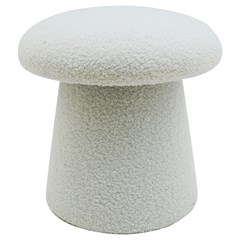Round Stool in Teddy Mushy Fabric in White