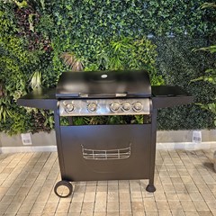 4 Burner Gas Grill Black W Side Burner