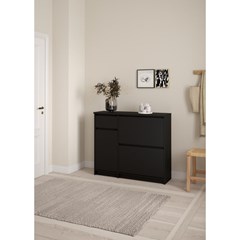 Naia Shoe Cabinet 2 Flap Doors Matt Black