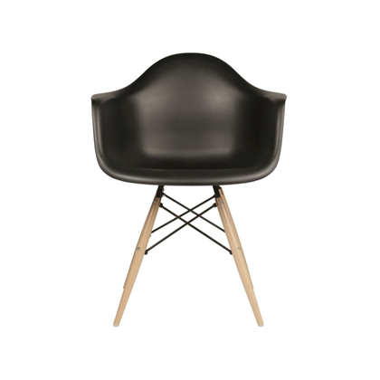 Arm Chair Wooden Leg With Metal Frame in Black