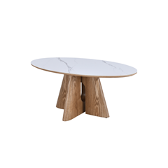 Dining Table – Matt White Marble & Natural Ash