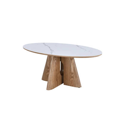 Dining Table – Matt White Marble & Natural Ash