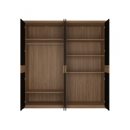 4 Doors Wardrobe – Stirling Oak & Black Matt
