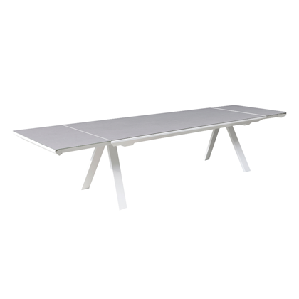 Extendable Dining Table 240-350x100 cm - White & Light Grey