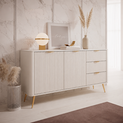 Bedroom Set 160x200 – Beige & Gold