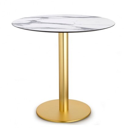 CARRARA MARBLE EFFECT TABLE TOP & TIFFANY BASE BRASS