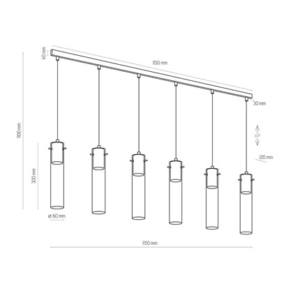 Look Graphite Pendant Lamp 6 Lights