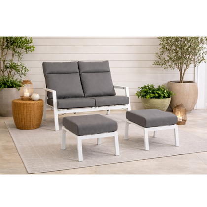 Set  White & Grey Recliner Sofa and 2 Ottoman
