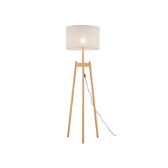 Perez Linen Floor Lamp – Light Wood & Grey-Beige