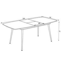 Dining Table Extendable 145-185x90x75cm - Iron Matt