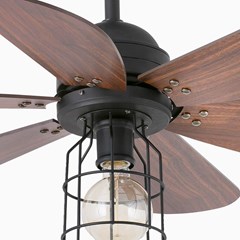 Ceiling Fan with Light S - Black & Walnut