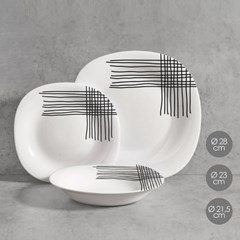18 Pcs Decorated Dinnerware Square – Black & White