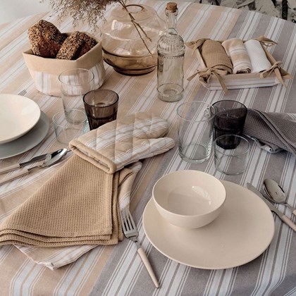 Table Cloth 150x350 Beige Cotton