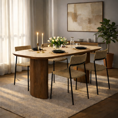 Dining Table 1850 x 895 x 750mm - Walnut & Travertine