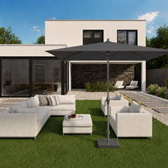 Rectangular Parasol W300 x D200 cm – Anthracite Grey Fabric and Frame