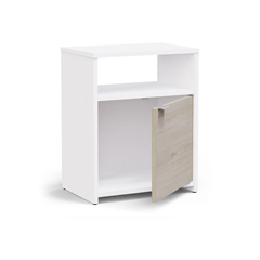 1-Door 1-Drawer Bedside Chest – Matt White & Oak