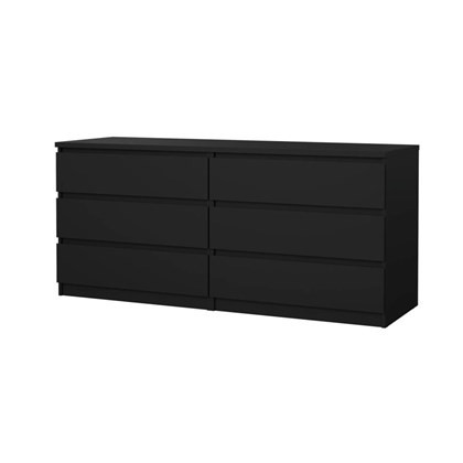 Black Naia Double Dresser with  6 Drawers