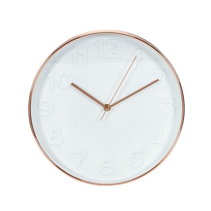 Round Clock 30.5Cm Copper And White