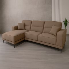 3-Seater Sofa Left Chaise Longue - Brown
