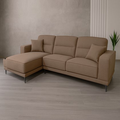 3-Seater Sofa Left Chaise Longue - Brown