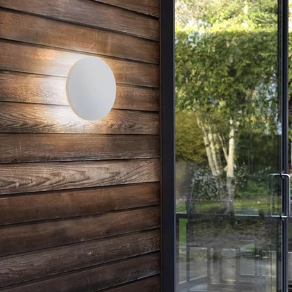 Plastic Outdoor Round Wall Light White