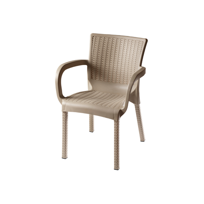 Rattan Armchair with Plastic Legs Cappuccino