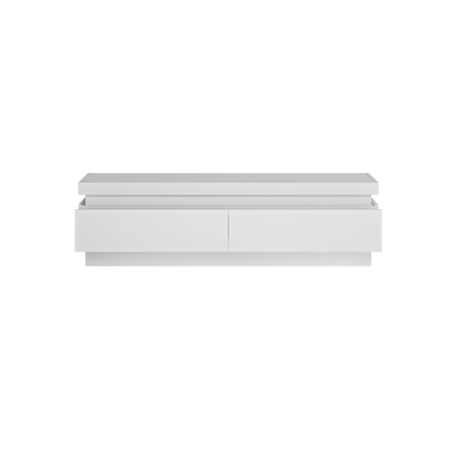 TV Unit 2 Shelves – White Alpin & White Gloss
