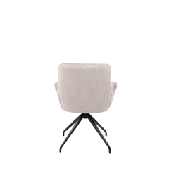 Swivel Dining Chair – Leather Taupe & Light Grey Fabric