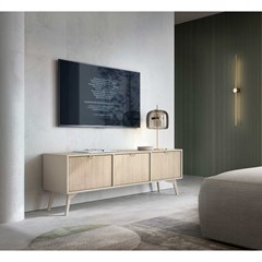 TV Unit 3 Doors - Chevron Scandi & Beige