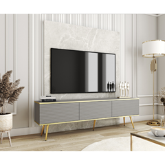 TV Unit MDF with Gold Legs – Grey
